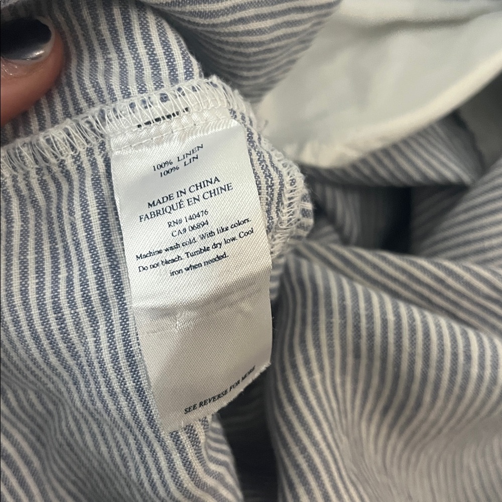 Faherty Isha 100% Linen Mini Dress blue and white stripe size S - Picture 5 of 8